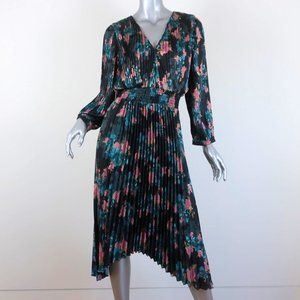 MISA DRESS KIRNA BLACK/MULTI FLORAL PRINT PLEATED